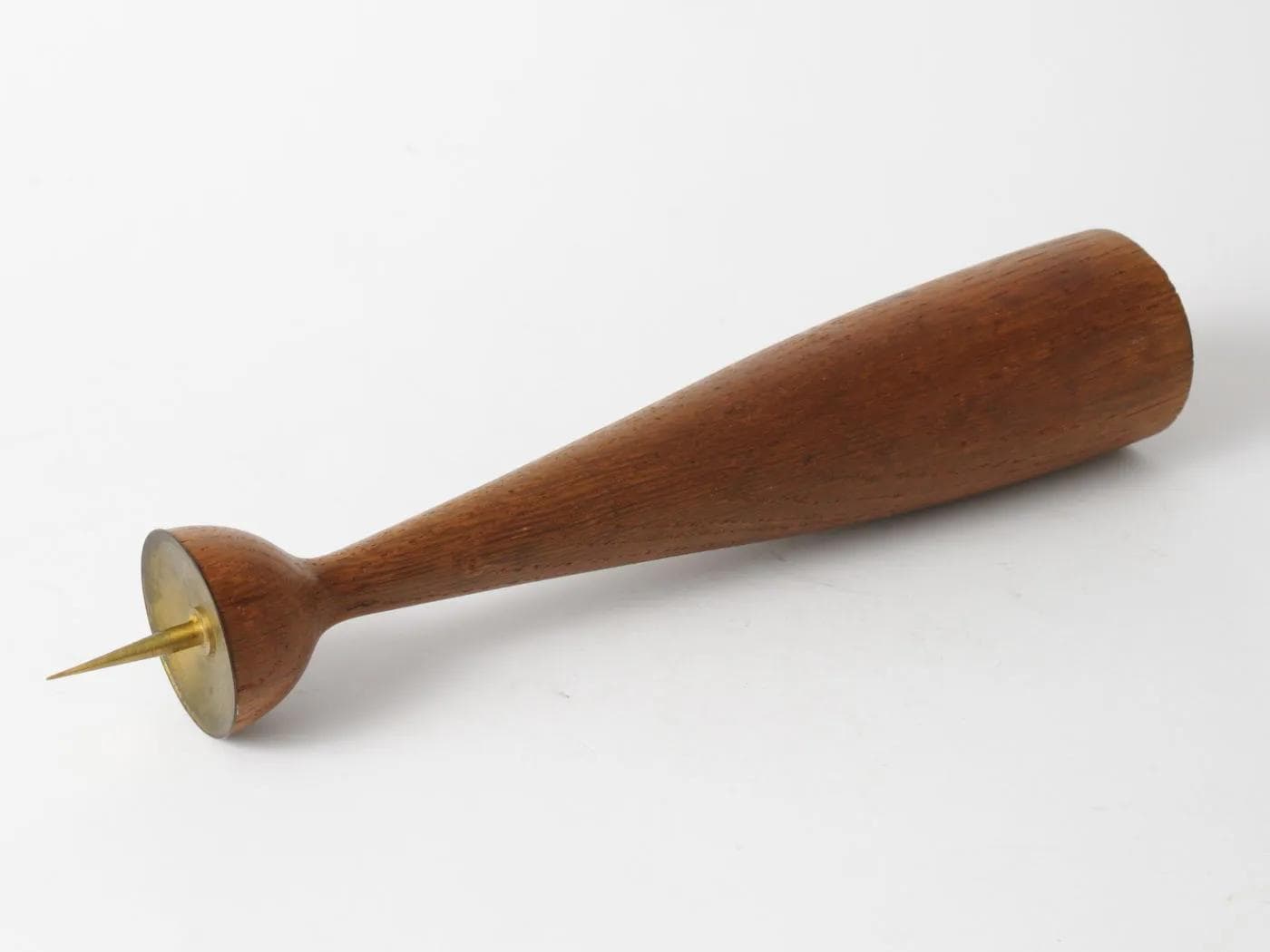 Candlestick, brown teak, golden brass, Denmark, 1960s - 164347