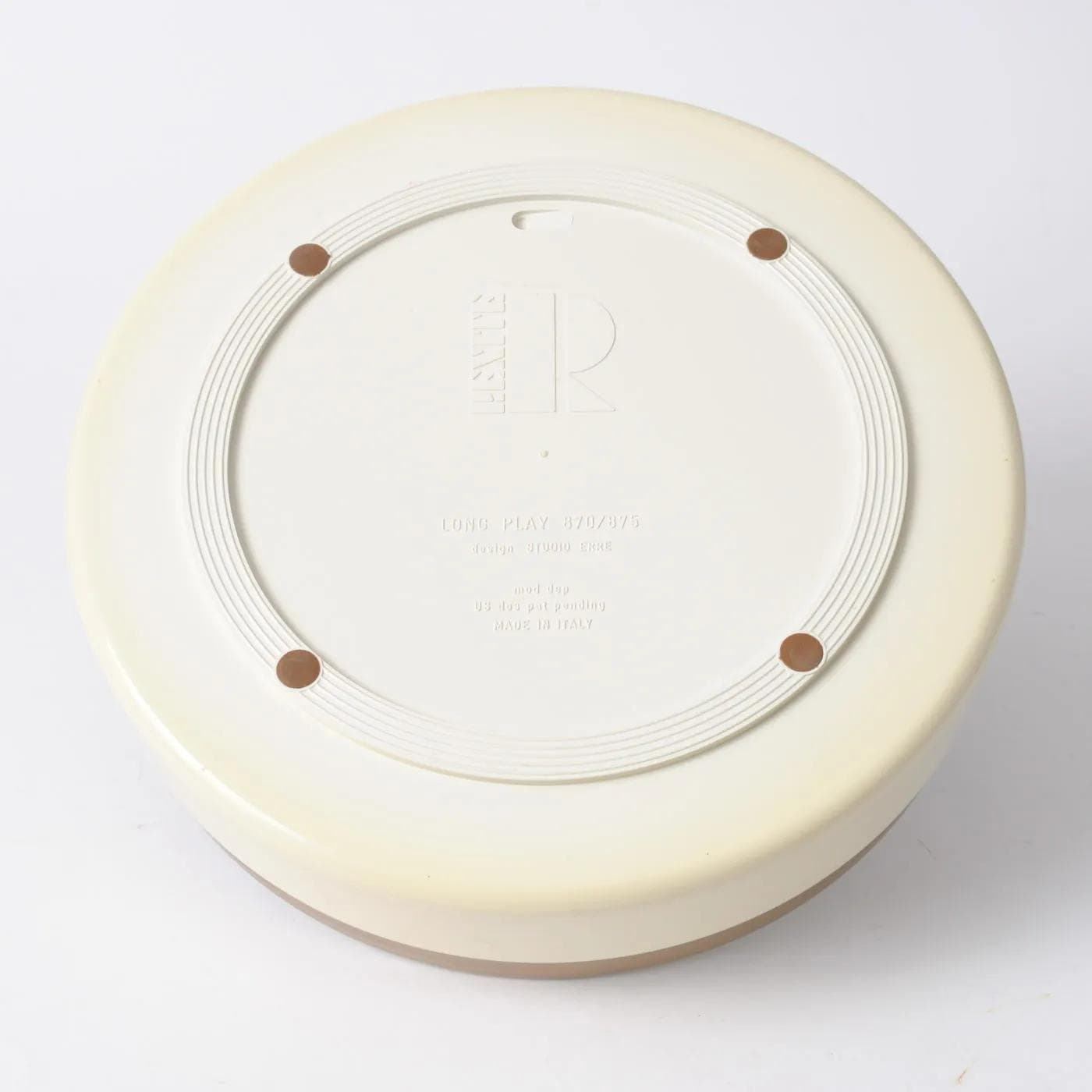 Platter, beige metal, grey plastic, by Studio Erre, Rexite, Italy, 1970s. - 164332