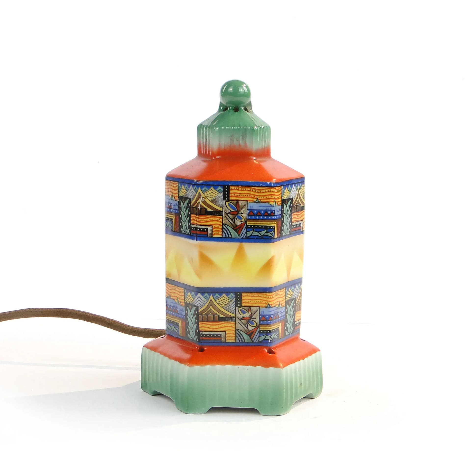 Wielokolorowa porcelanowa lampa zapachowa art deco, Schauberg, Niemcy, lata 30. - 10755