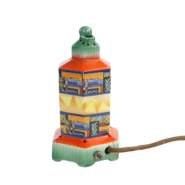 Wielokolorowa porcelanowa lampa zapachowa art deco, Schauberg, Niemcy, lata 30. - WYMIARY