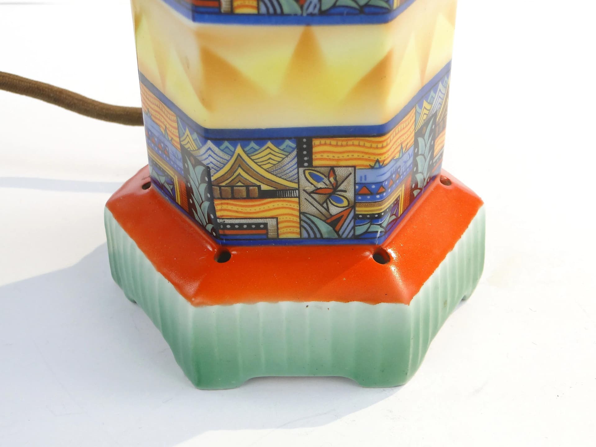 Wielokolorowa porcelanowa lampa zapachowa art deco, Schauberg, Niemcy, lata 30. - 10756