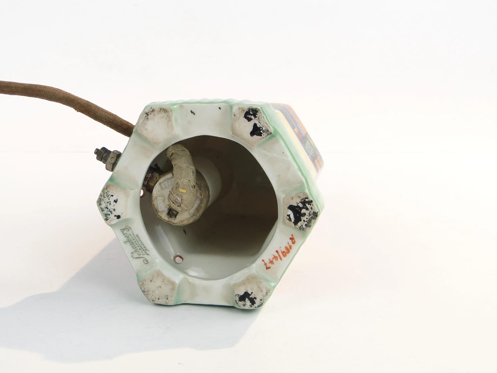 Wielokolorowa porcelanowa lampa zapachowa art deco, Schauberg, Niemcy, lata 30. - 10759