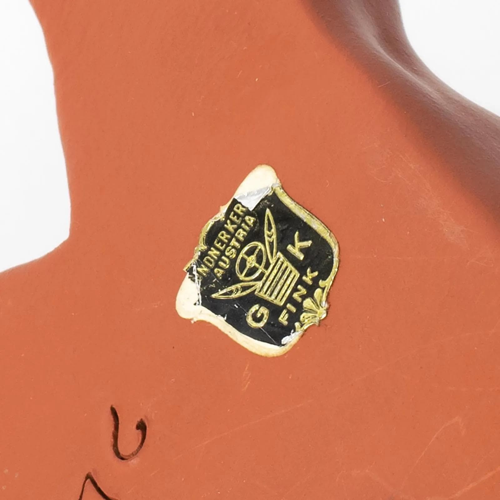 Para masek ściennych, czerwony, ceramika, Gmundner Keramik, Austria, lata 50. - 164891