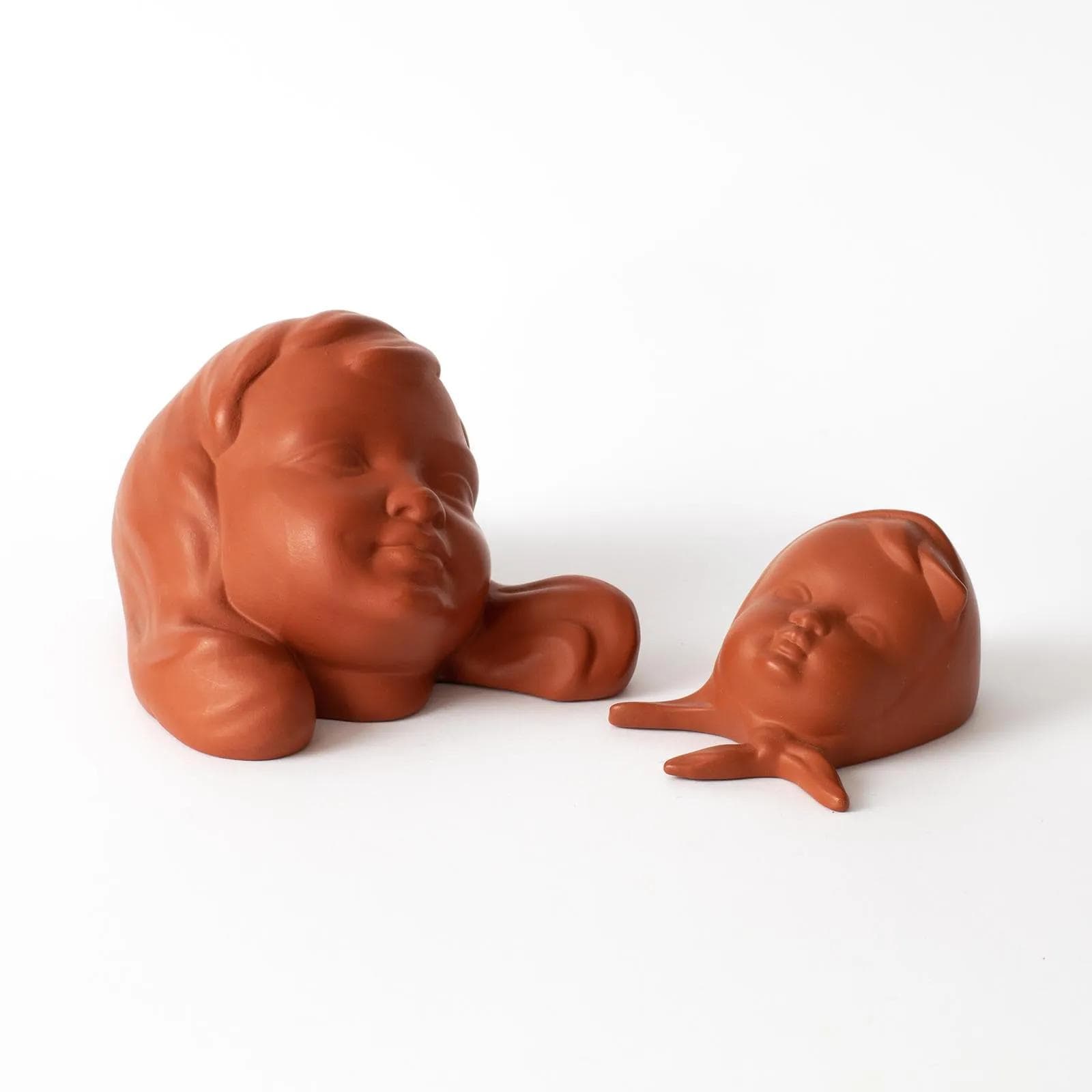 Para masek ściennych, czerwony, ceramika, Gmundner Keramik, Austria, lata 50. - 164890