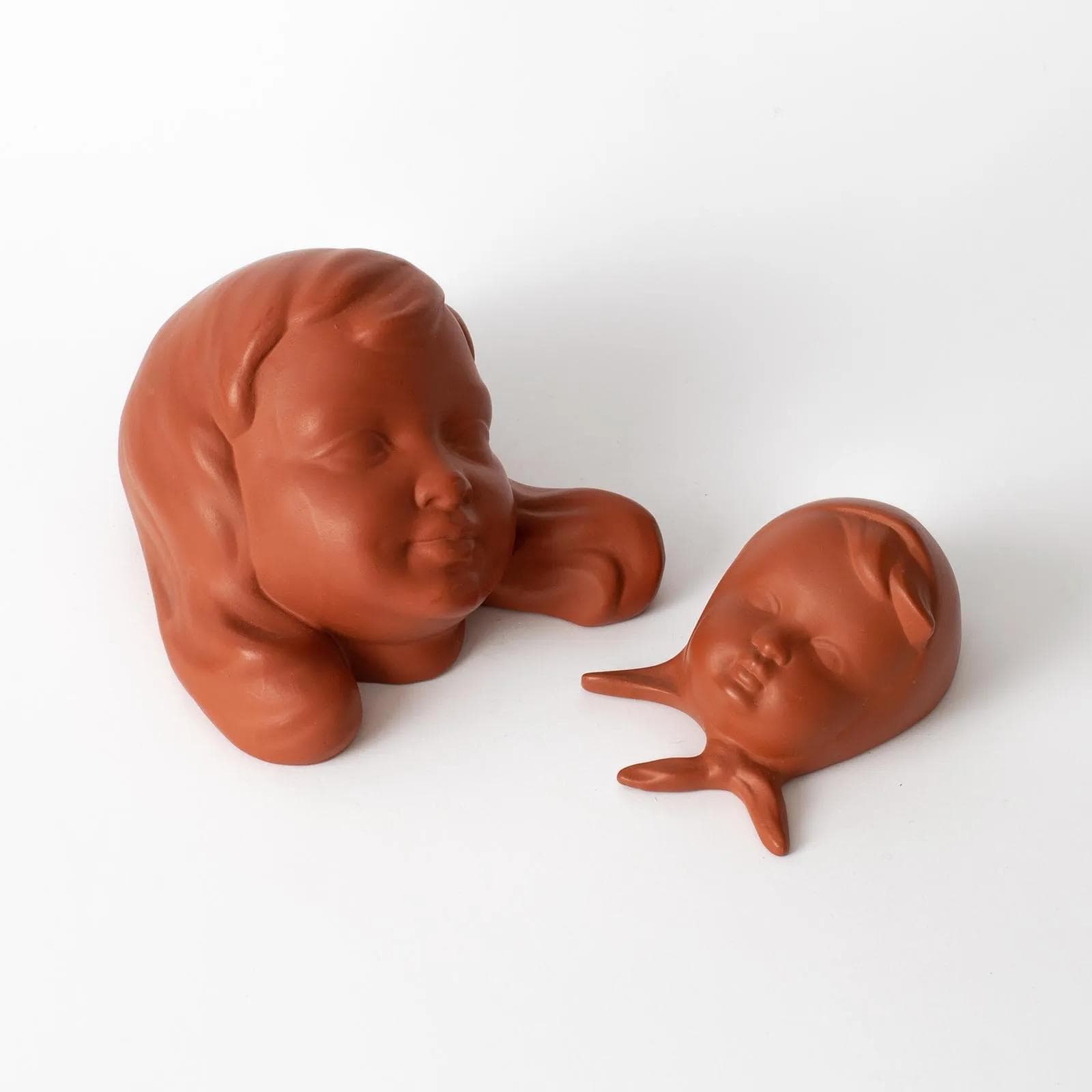 Para masek ściennych, czerwony, ceramika, Gmundner Keramik, Austria, lata 50. - 164885