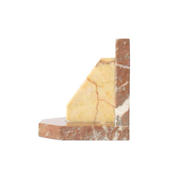 Podpórka do książek art déco, marmur beżowy czerwony, Francja, lata 30. - WYMIARY