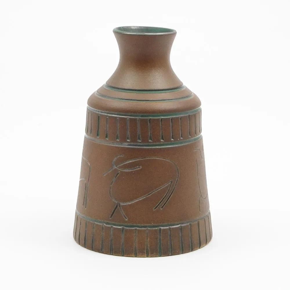 Vase Krukmakaren Ystad, brown, ceramics, Sweden, 1950s. - 164866