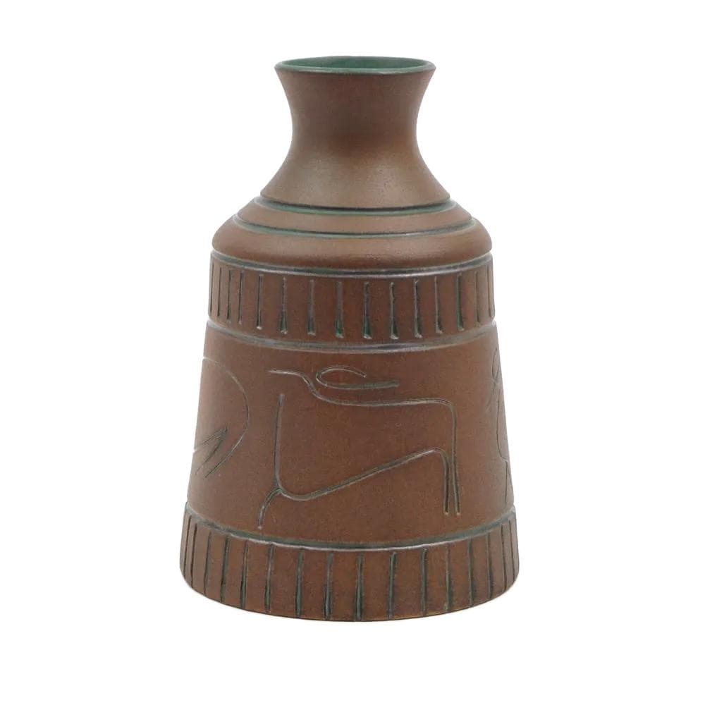 Vase Krukmakaren Ystad, brown, ceramics, Sweden, 1950s.