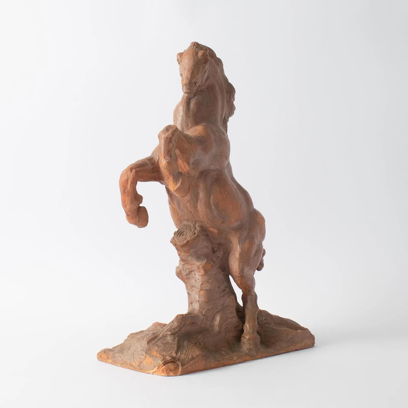 Sculpture Horse, orange terracotta, by M. Waucquez, Belgium, 1930s - 164863