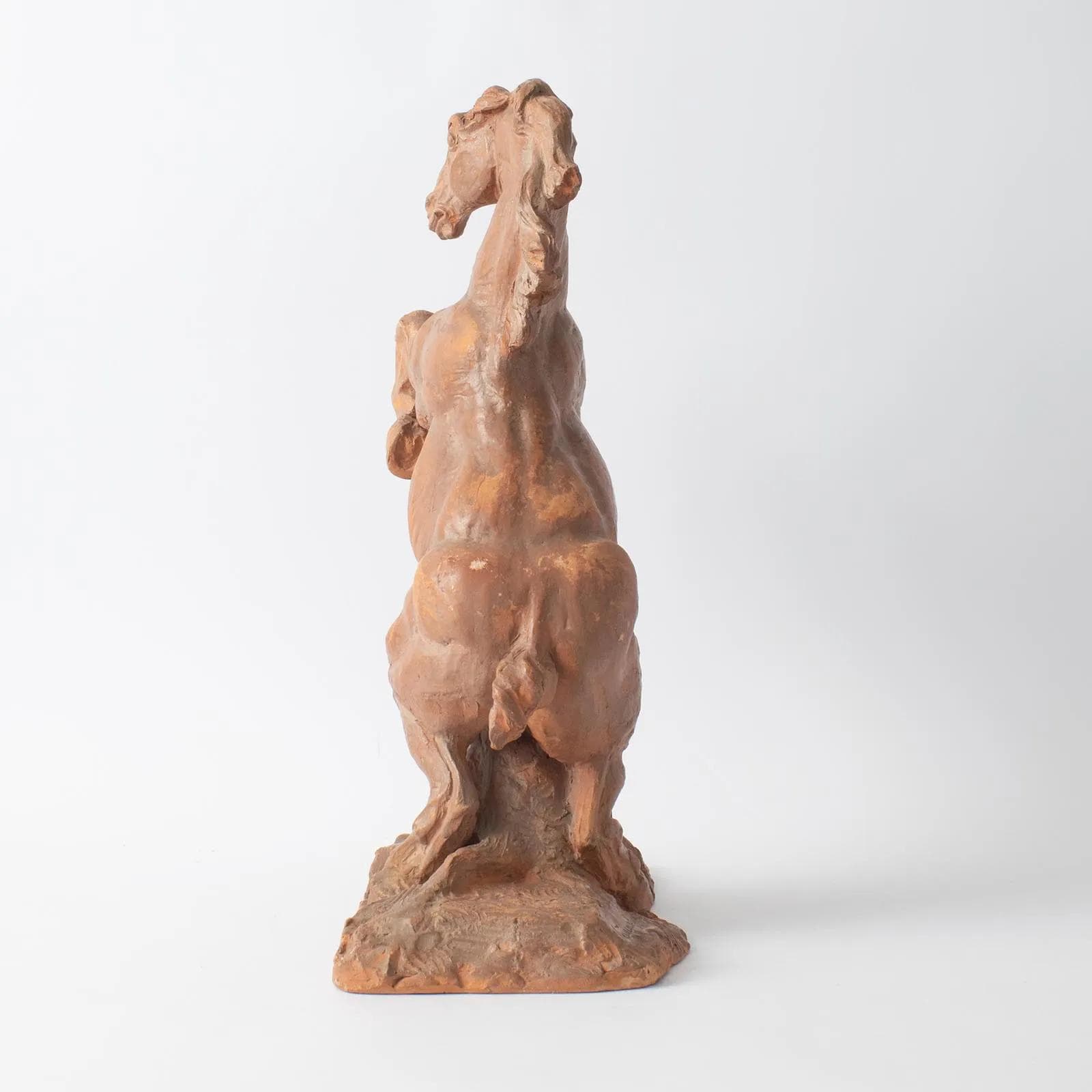 Sculpture Horse, orange terracotta, by M. Waucquez, Belgium, 1930s - 164862