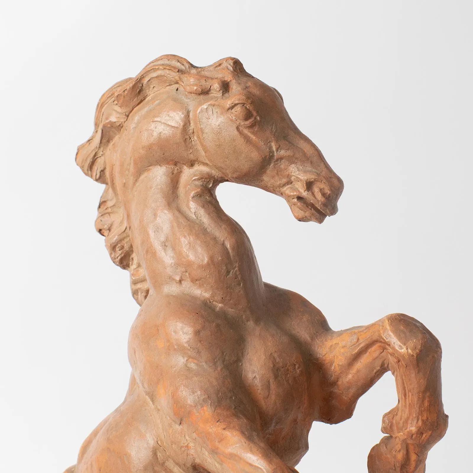 Sculpture Horse, orange terracotta, by M. Waucquez, Belgium, 1930s - 164856