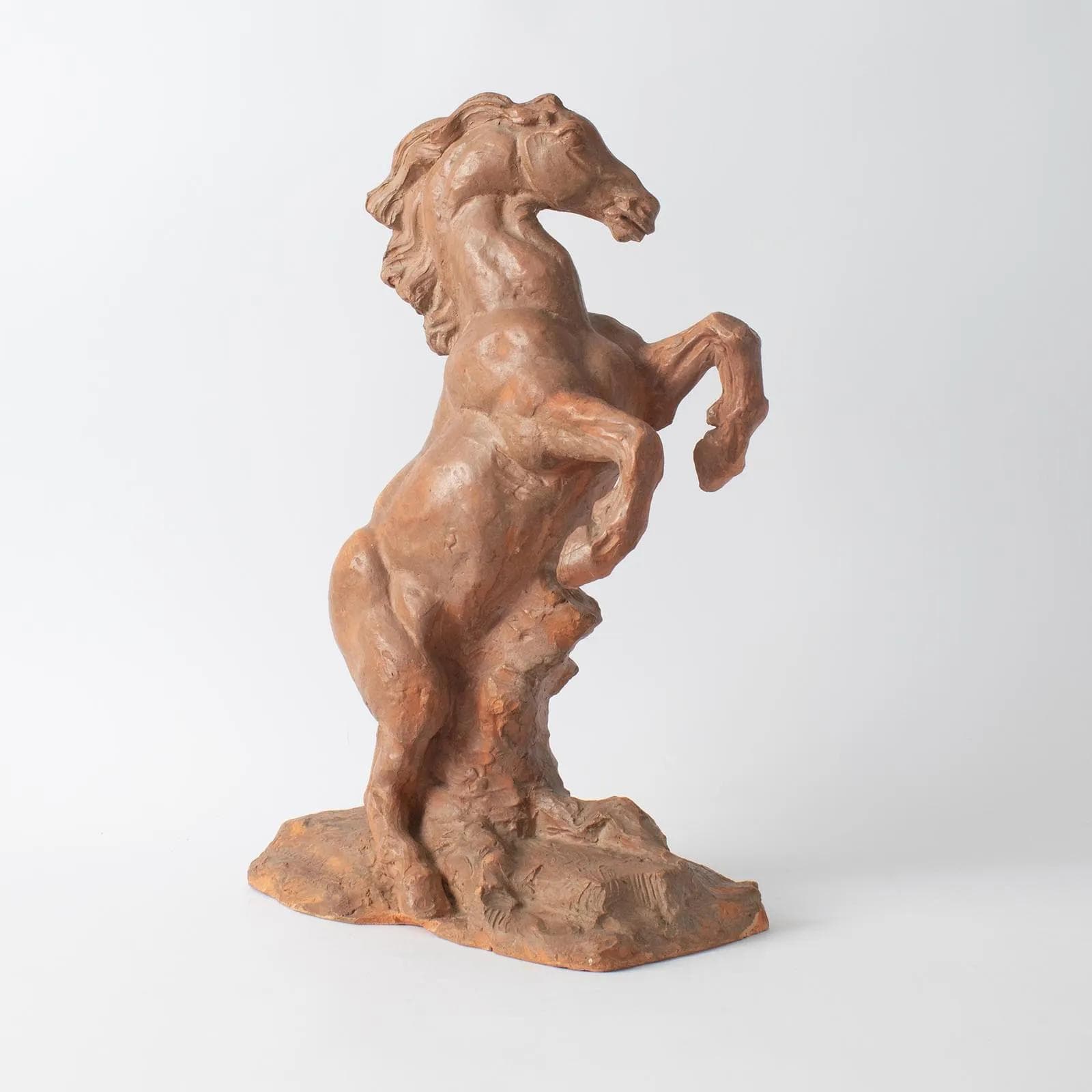 Sculpture Horse, orange terracotta, by M. Waucquez, Belgium, 1930s - 164857