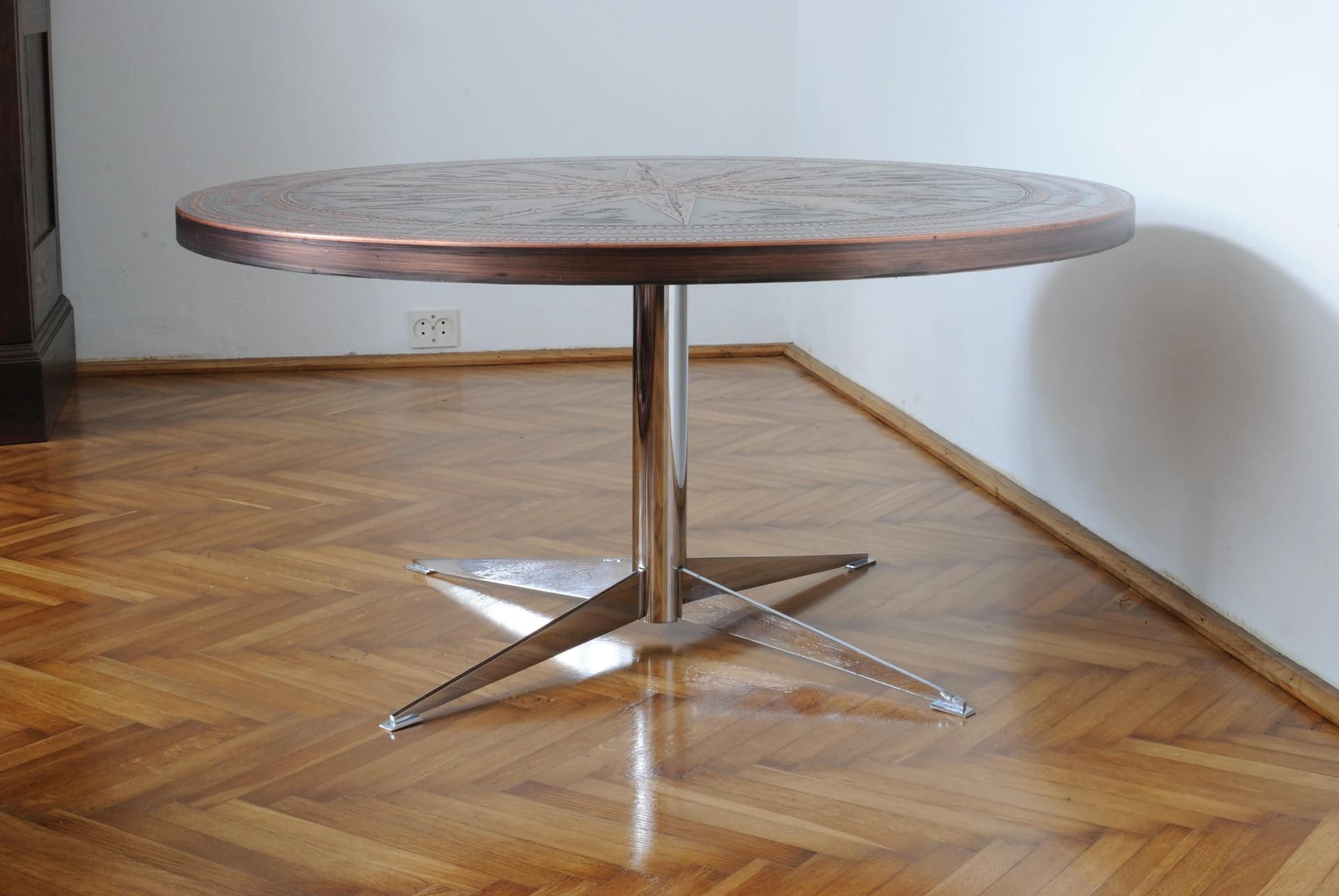 Coffee table Zodiac, copper, chrome steel, Germany, 1970s. - 164850