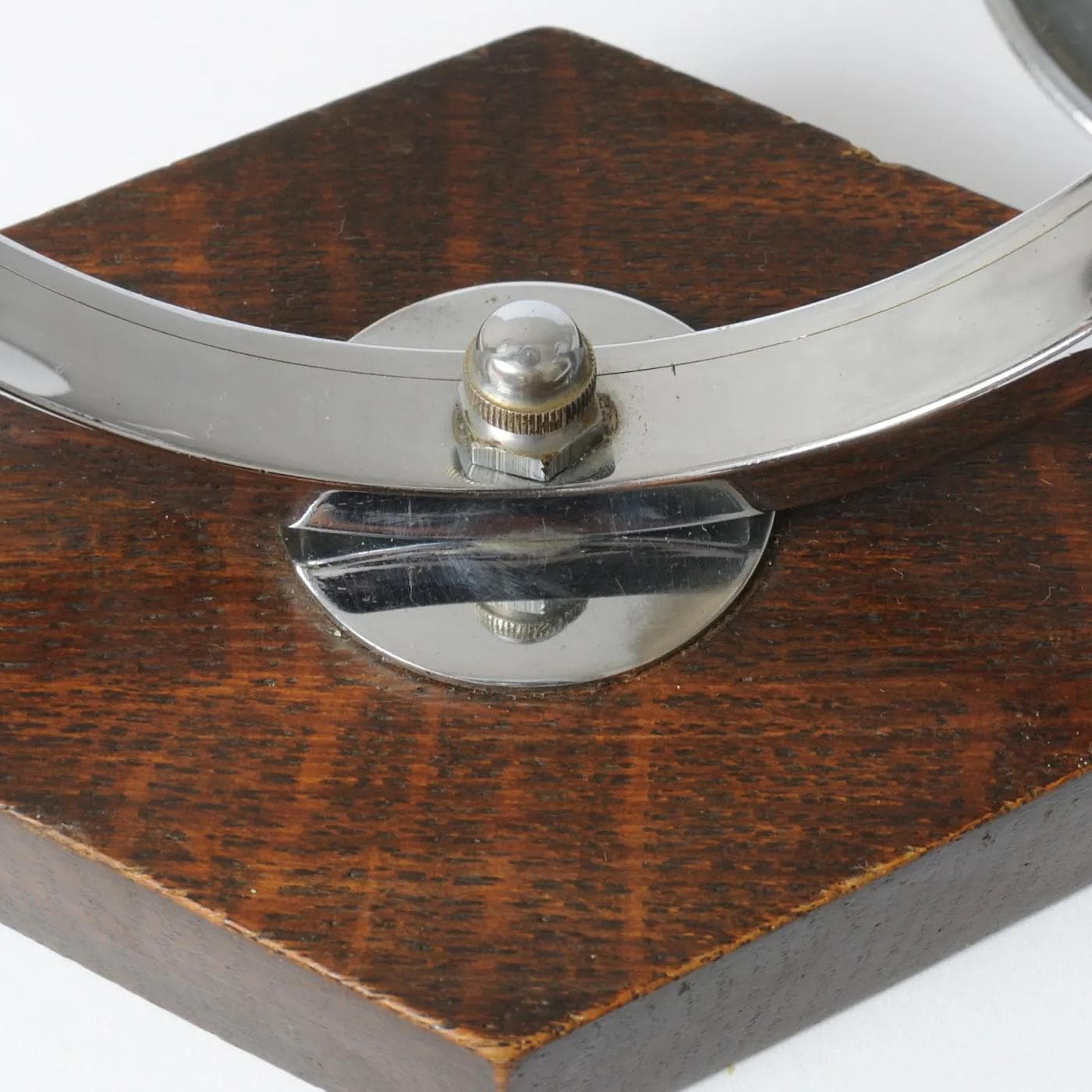 Pair of candlesticks Art Deco, silver nickel-plated brass, brown wood, Belgium, 1930s. - 164825