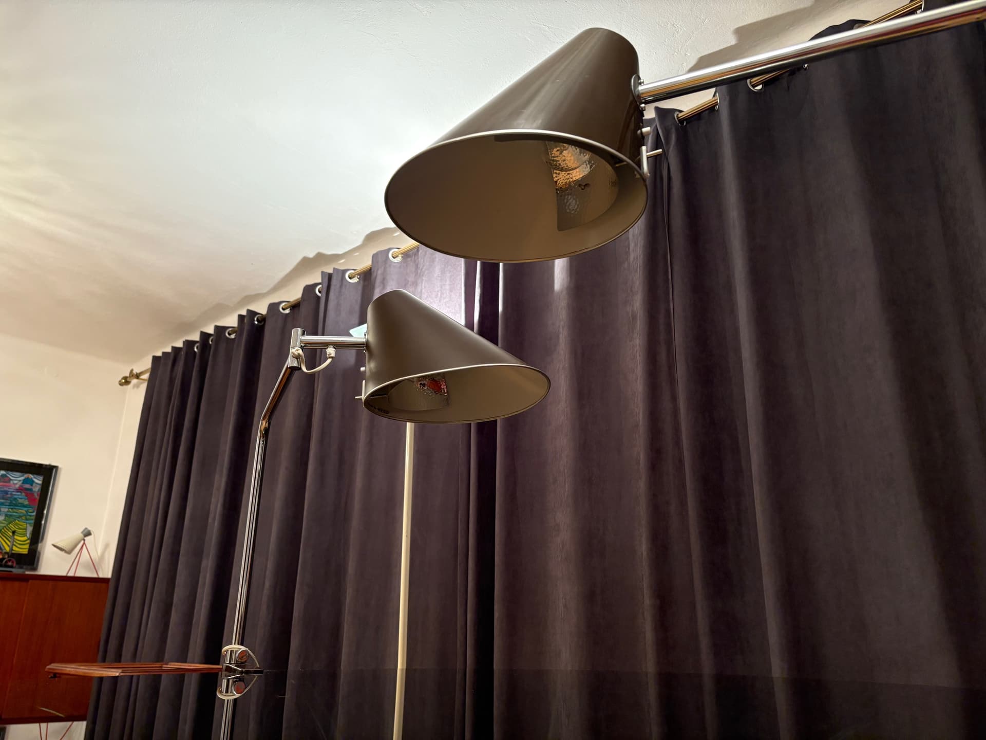 Para lamp Delux, brązowy, aluminium, stal chromowana, proj. S. Björklund, L. Gustafsson, Szwecja, lata 70. - 164488