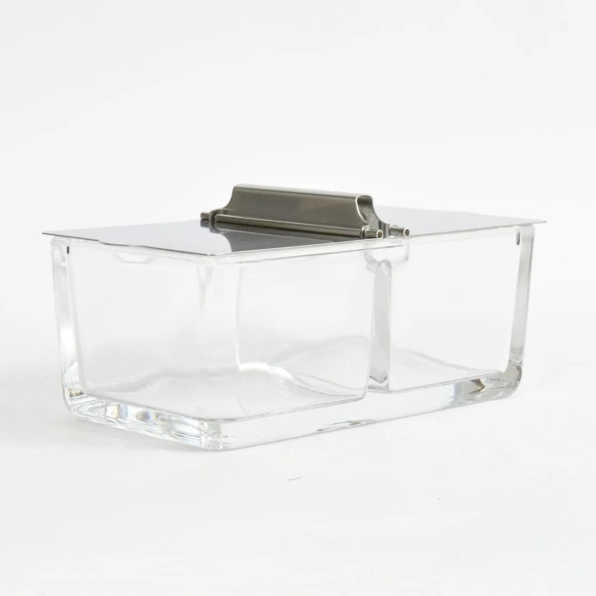 Jam dish, transparent glass, silver steel, by W. Wagenfeld, WMF, Germany, 1960s. - 164789