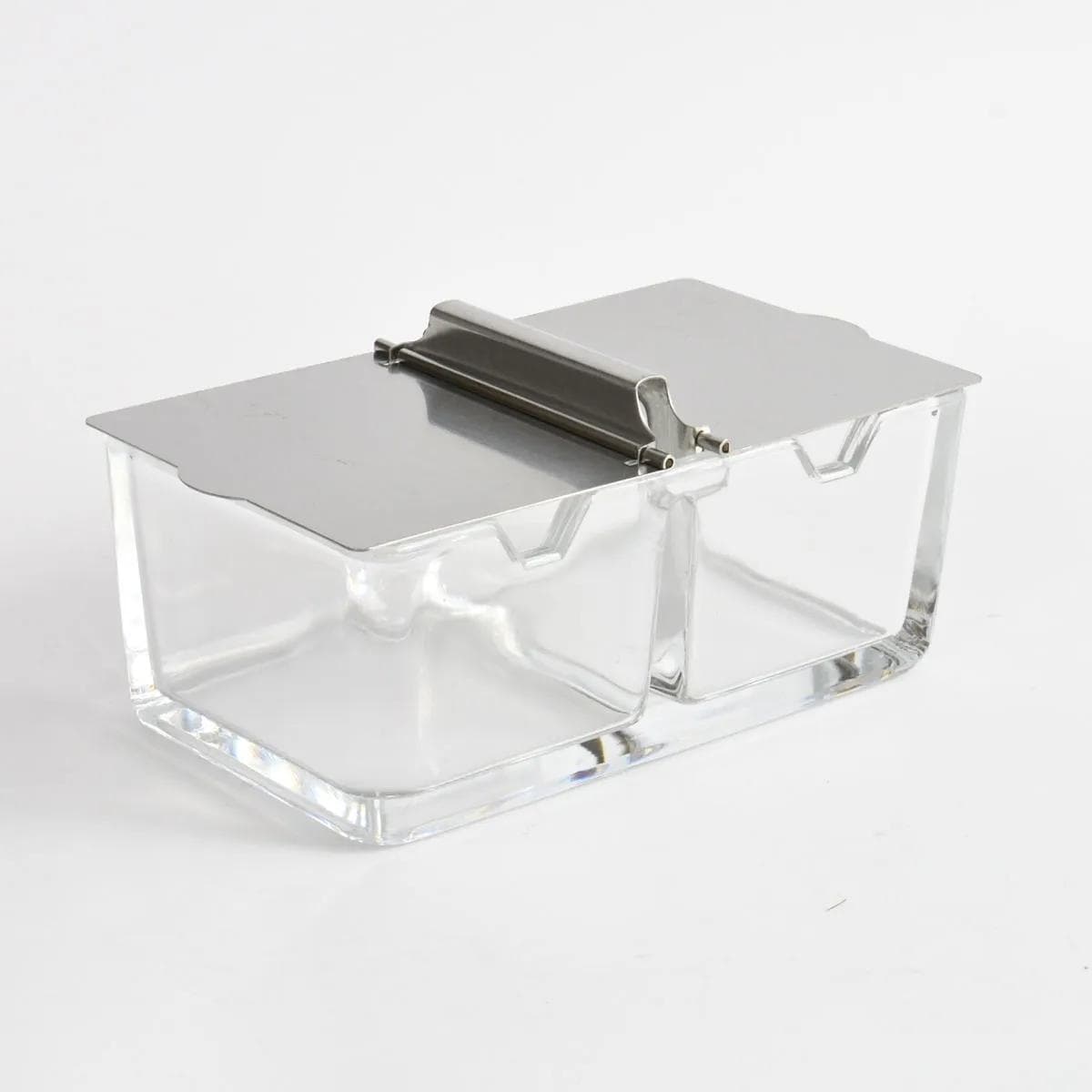 Jam dish, transparent glass, silver steel, by W. Wagenfeld, WMF, Germany, 1960s. - 164785