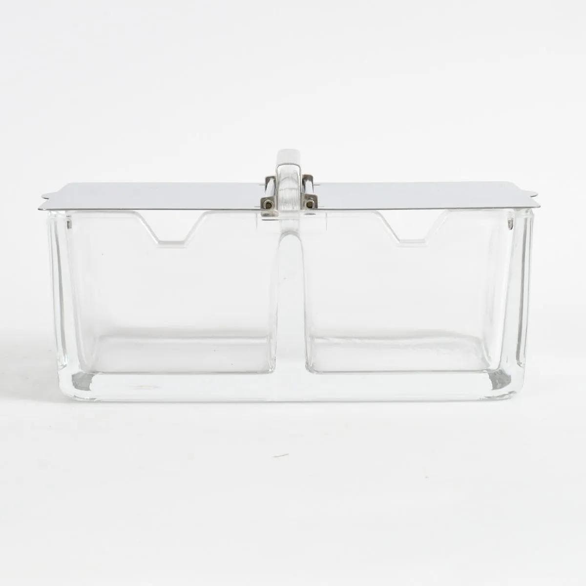 Jam dish, transparent glass, silver steel, by W. Wagenfeld, WMF, Germany, 1960s. - 164788