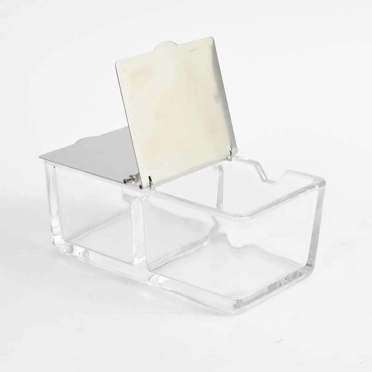 Jam dish, transparent glass, silver steel, by W. Wagenfeld, WMF, Germany, 1960s. - 164787