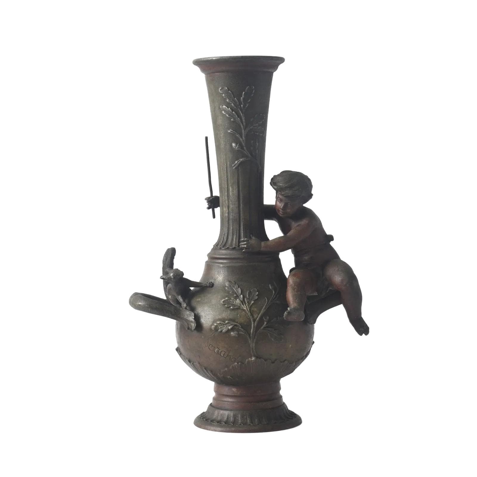 Wazon, brązowy, metal, proj. E. Ferrand, Francja, początek XX w.