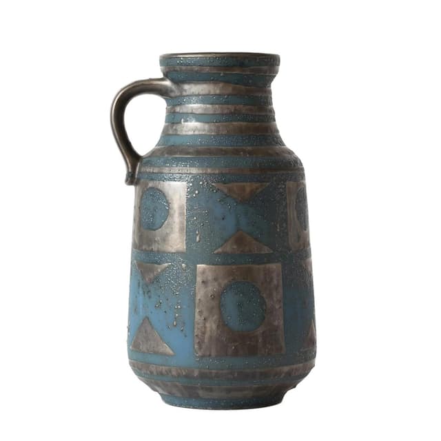 Wazon Ankara, granatowy, szary, ceramika, Carstens, Niemcy, lata 60. - WYMIARY