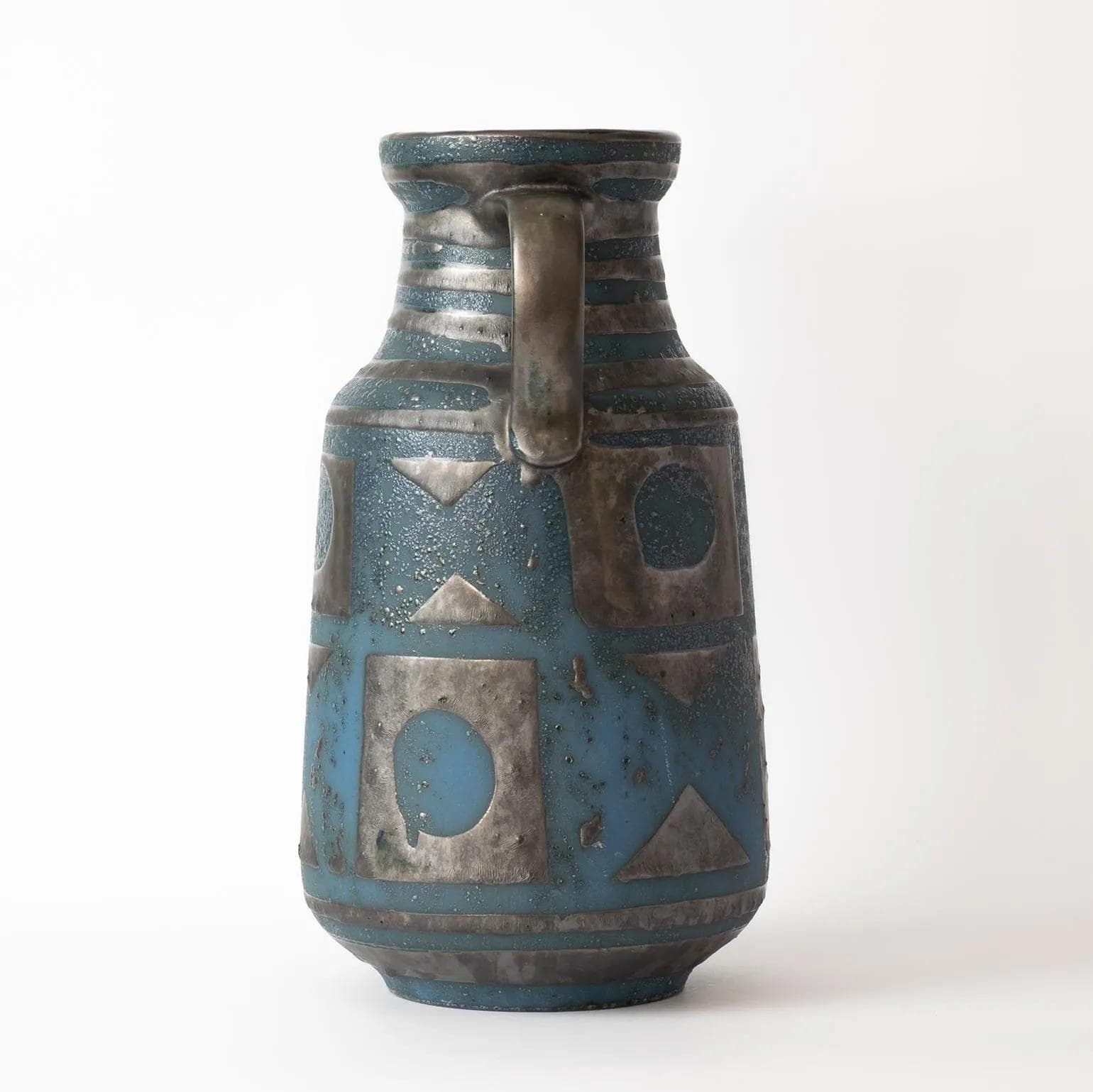 Wazon Ankara, granatowy, szary, ceramika, Carstens, Niemcy, lata 60. - 164756