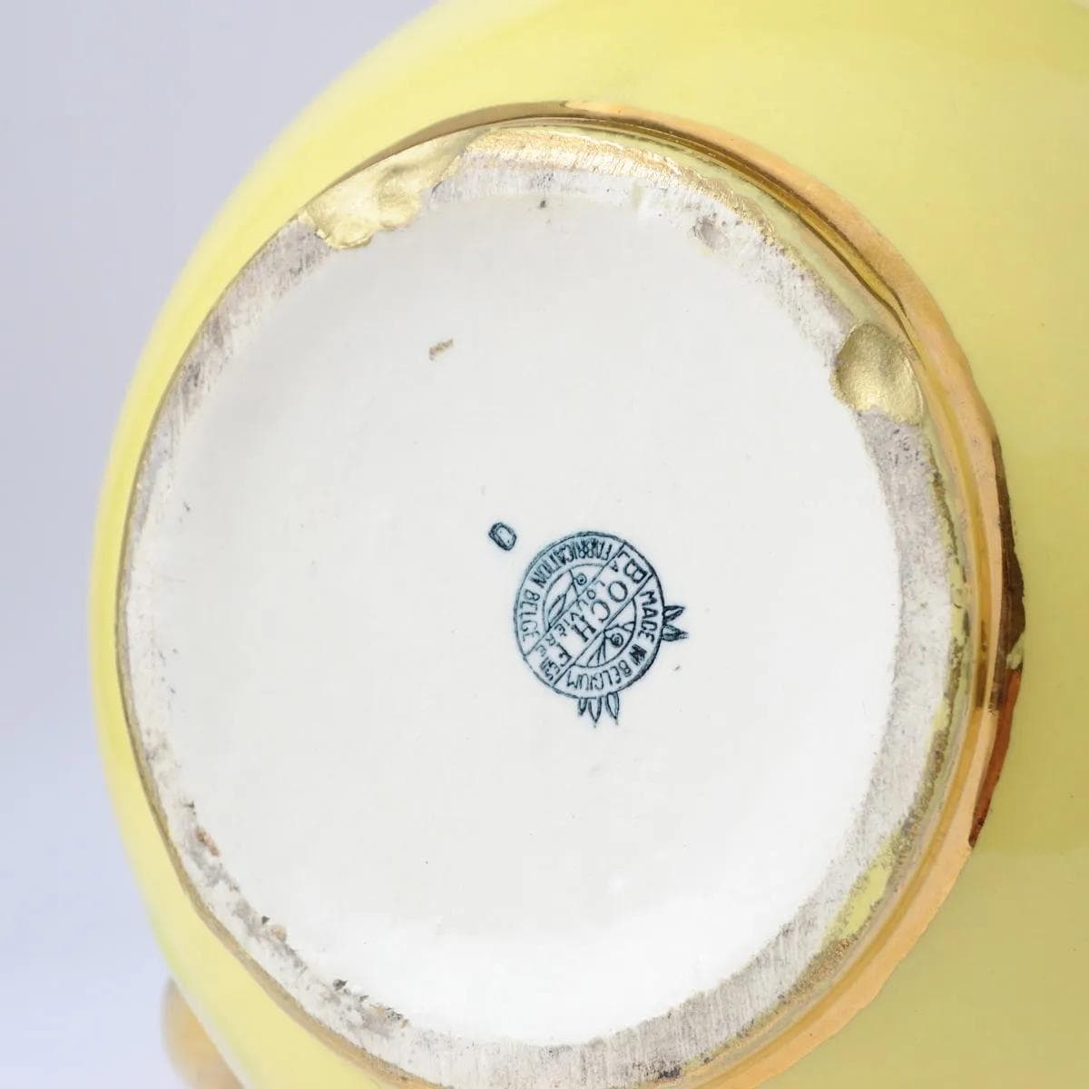 Pitcher, yellow ceramics, by R. Chevalier, Boch Freres, Belgium, 1930s. - 164749