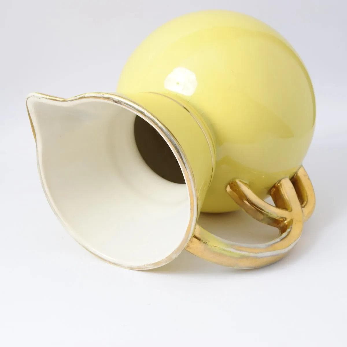 Pitcher, yellow ceramics, by R. Chevalier, Boch Freres, Belgium, 1930s. - 164747