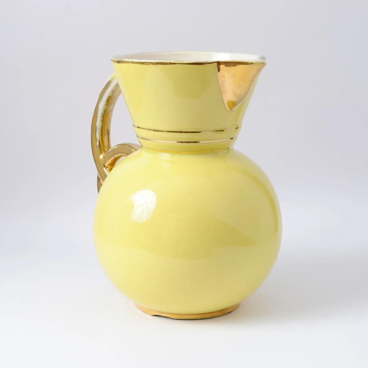 Pitcher, yellow ceramics, by R. Chevalier, Boch Freres, Belgium, 1930s. - 164748