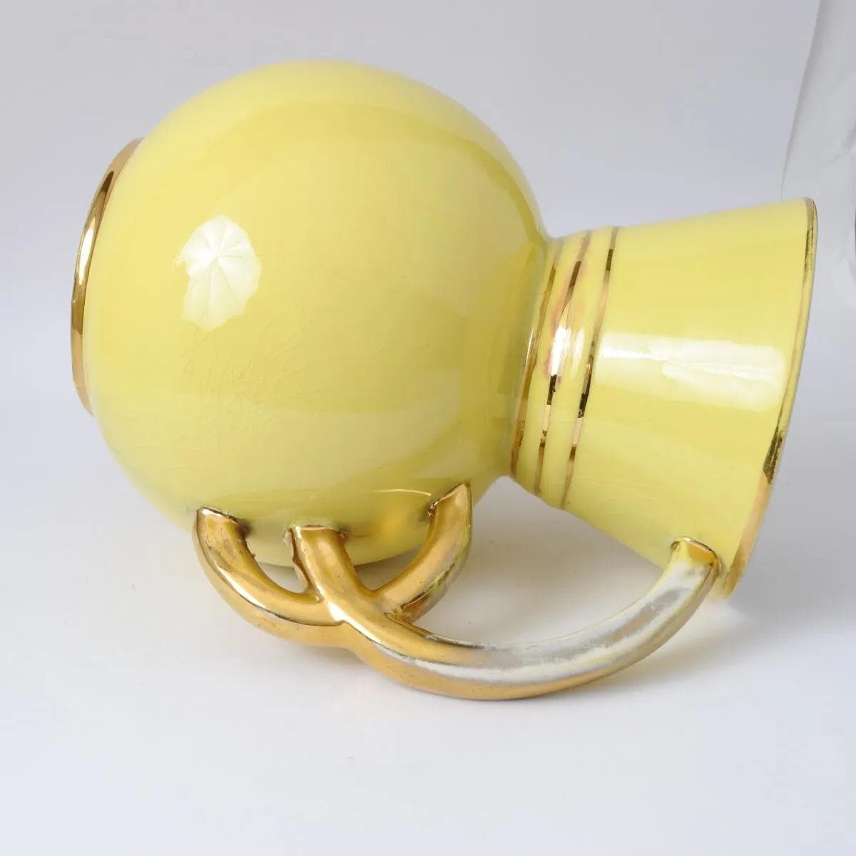 Pitcher, yellow ceramics, by R. Chevalier, Boch Freres, Belgium, 1930s. - 164746