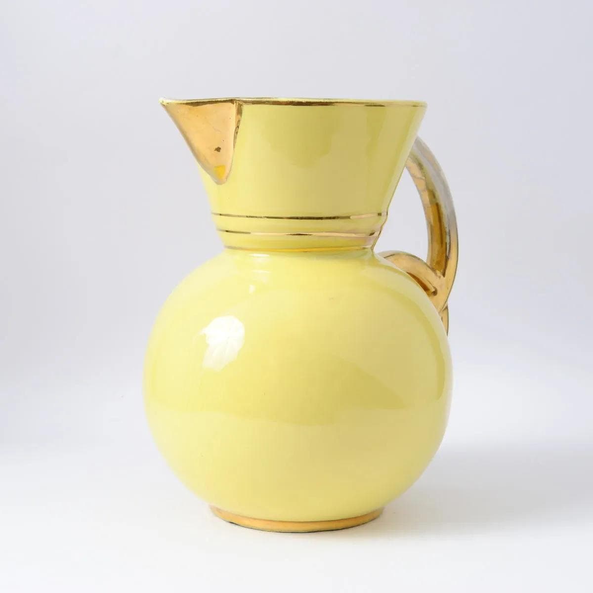 Pitcher, yellow ceramics, by R. Chevalier, Boch Freres, Belgium, 1930s. - 164745