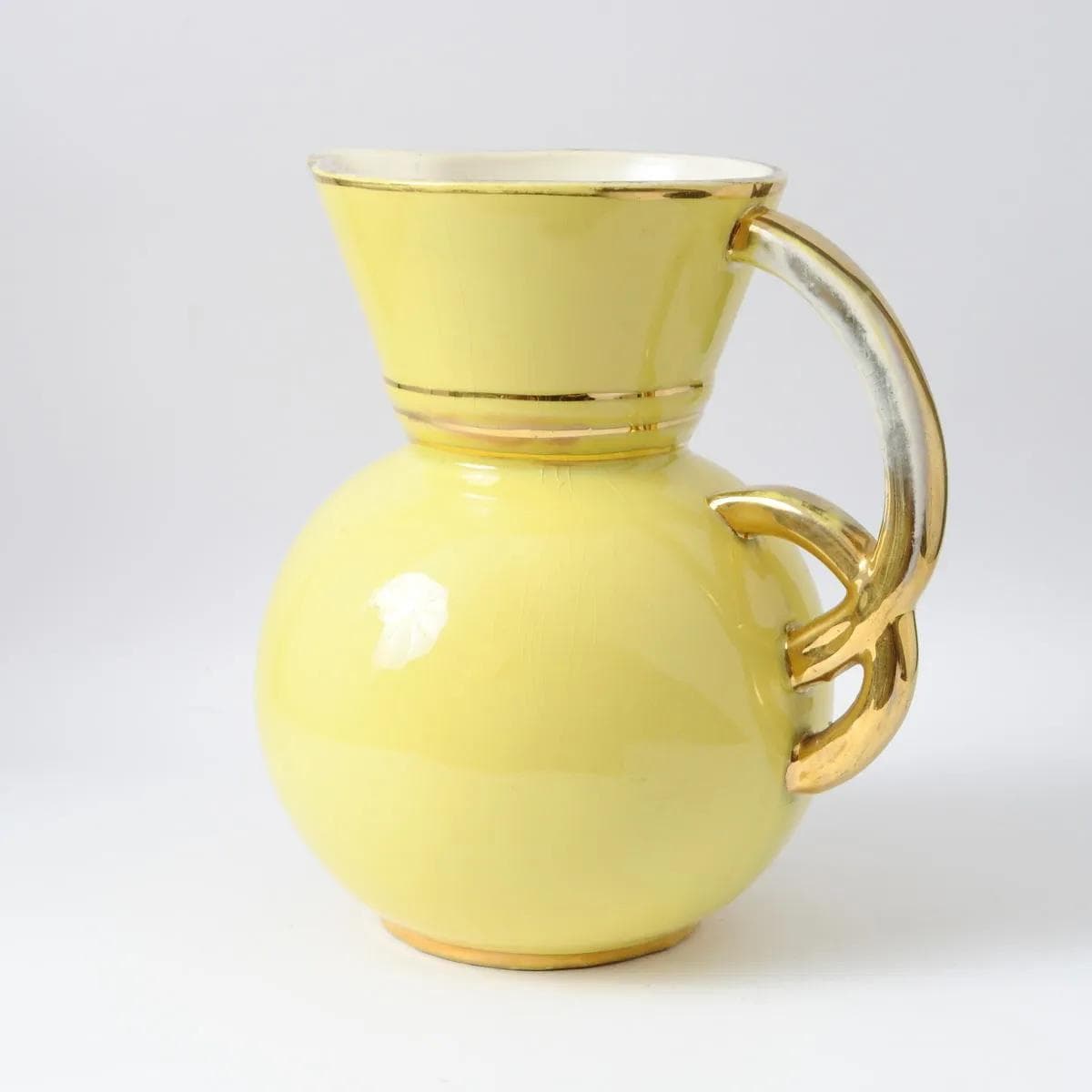 Pitcher, yellow ceramics, by R. Chevalier, Boch Freres, Belgium, 1930s. - 164750