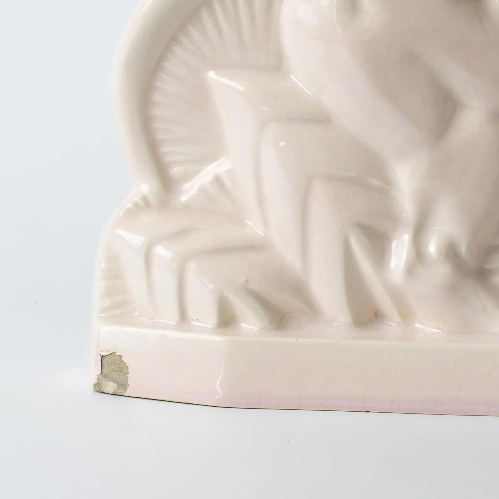 Figura lwa, art déco, różowy, ceramika, Saint Clement, Francja, lata 30. - 164714