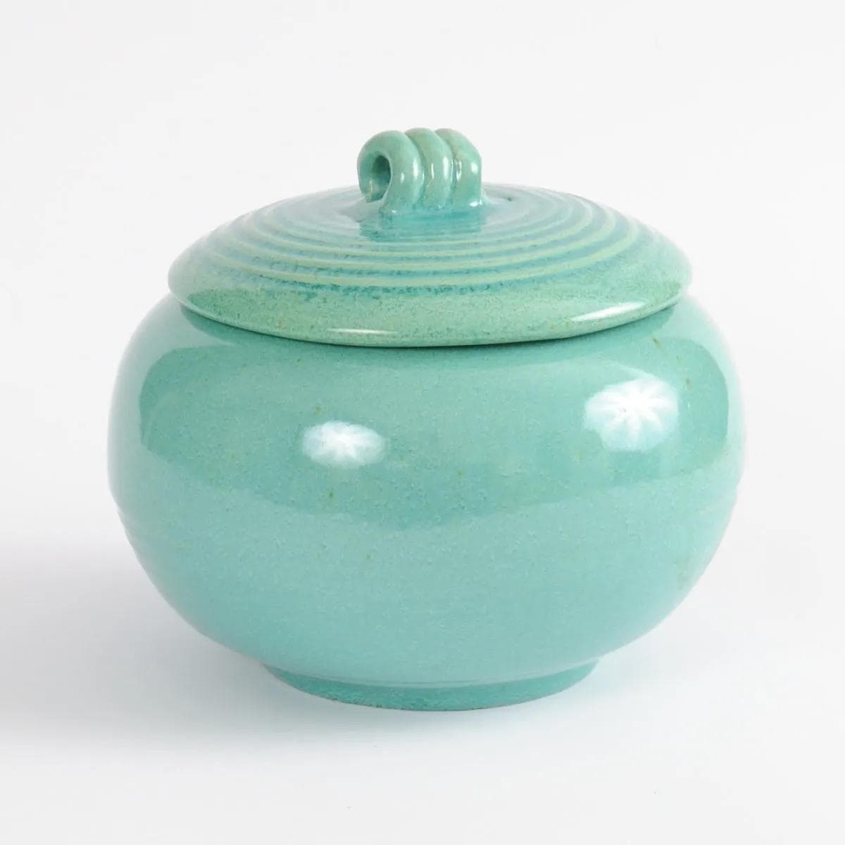 Ceramic Container, turquoise, by R. Guerin, Belgium, 1950s. - 164700