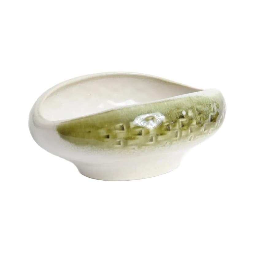 Platter, ivory white olive, ceramics, Ditmar Urbach, Czechoslovakia, 1960s.