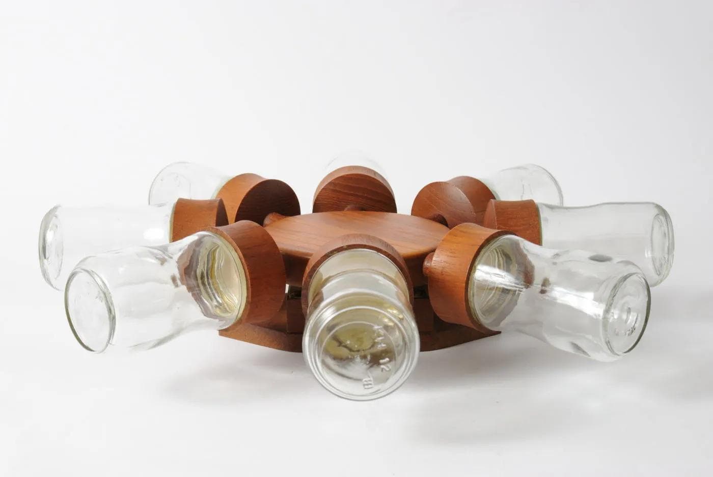 Revolving Spice Rack, light brown teak, glass, Digsmed, Denmark, 1960s. - 164671