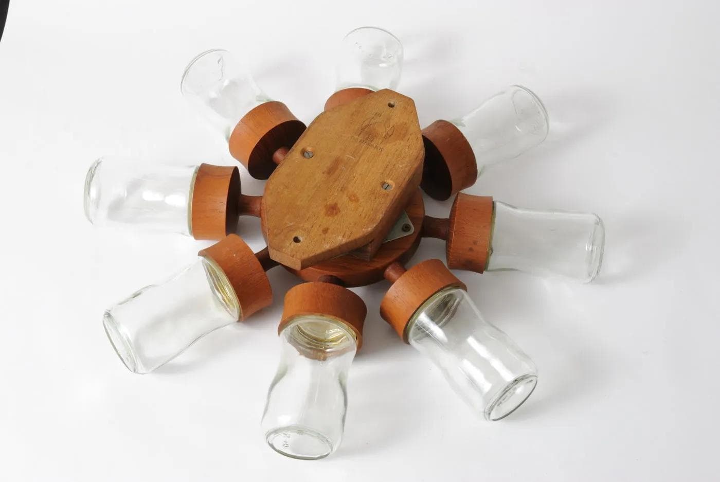 Revolving Spice Rack, light brown teak, glass, Digsmed, Denmark, 1960s. - 164674