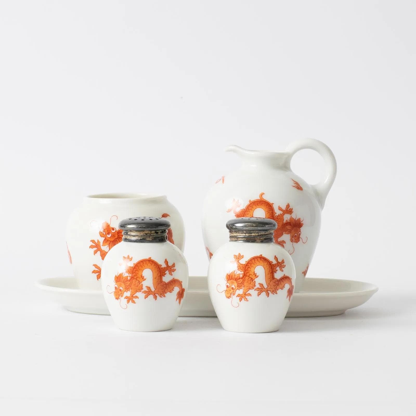 Spice set, white red, porcelain silver, Thomas, Germany, 1930s. - 164660