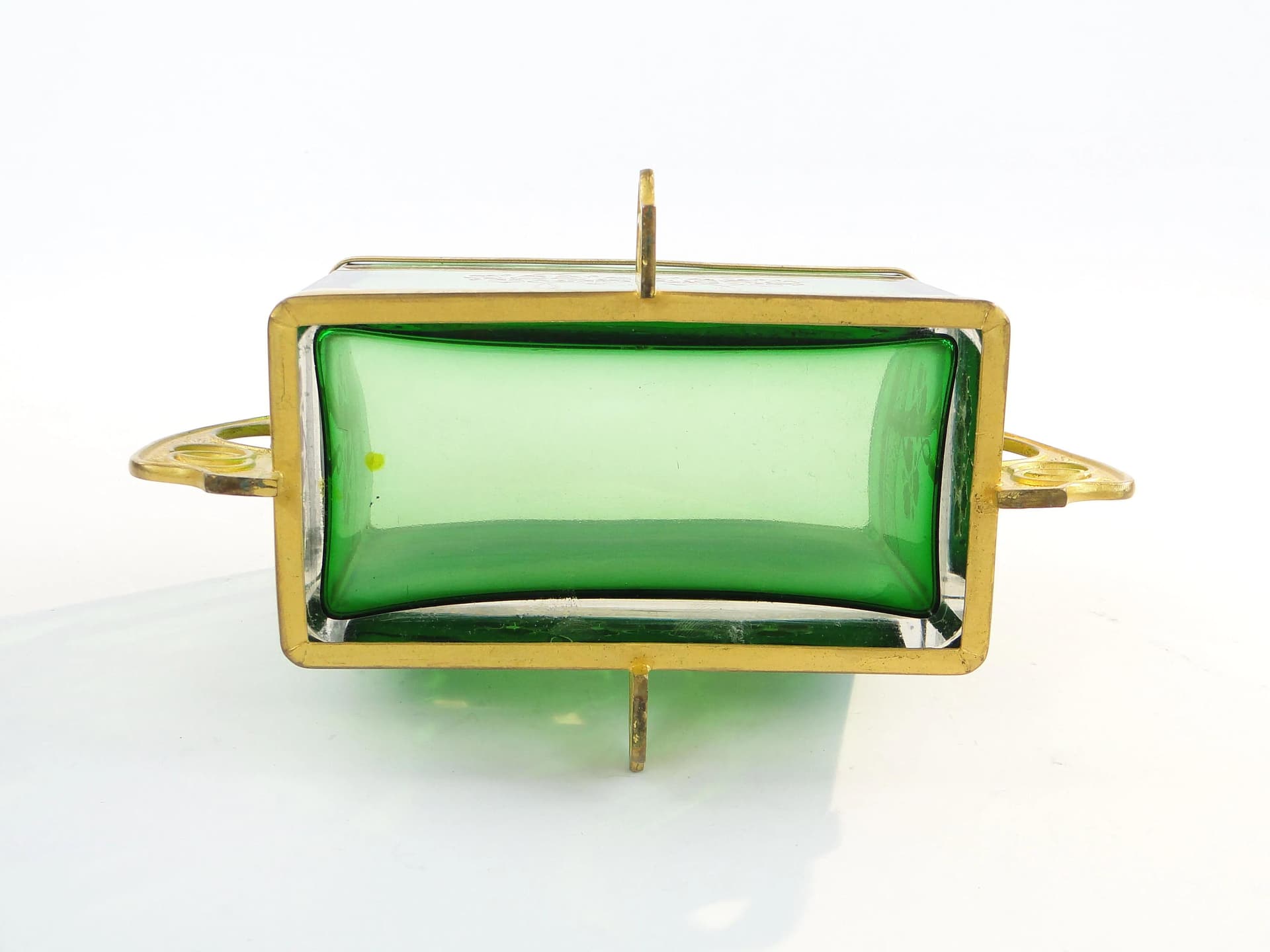 Art Nouveau jardinière, green crystal glass, gilt brass, Austria, early 20th c. - 10719