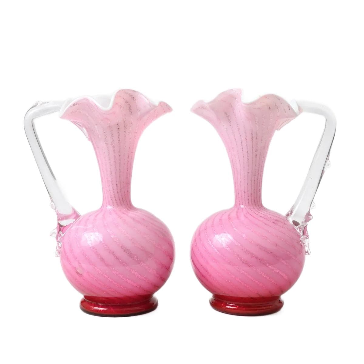 Pair of jugs, pink glass, Stevens and Williams, United Kingdom, 19th c.