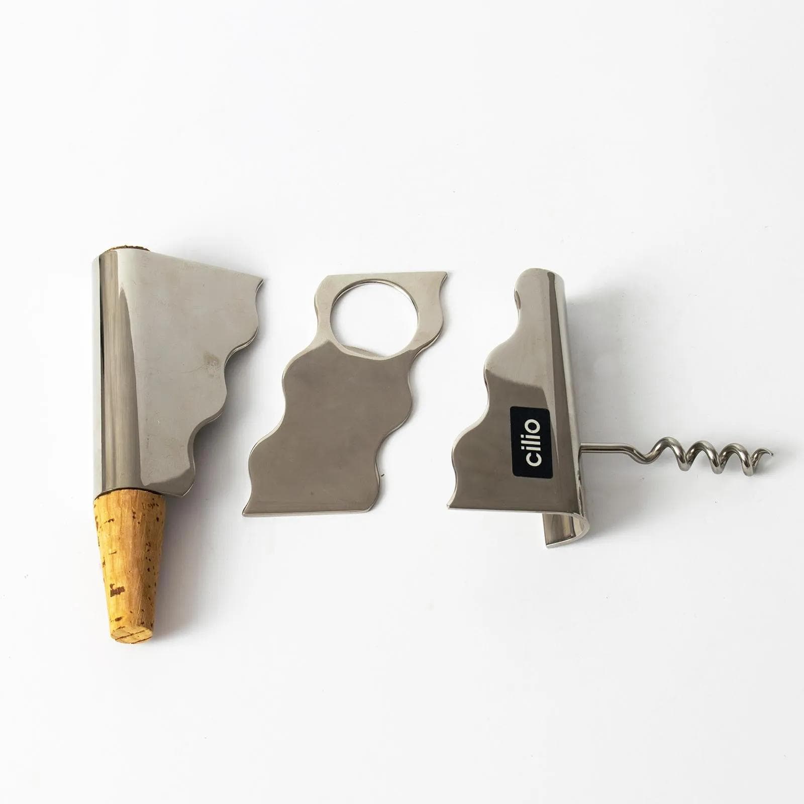 Zestaw barowy, Cilio, stal szara, Niemcy, lata 90. - 164611