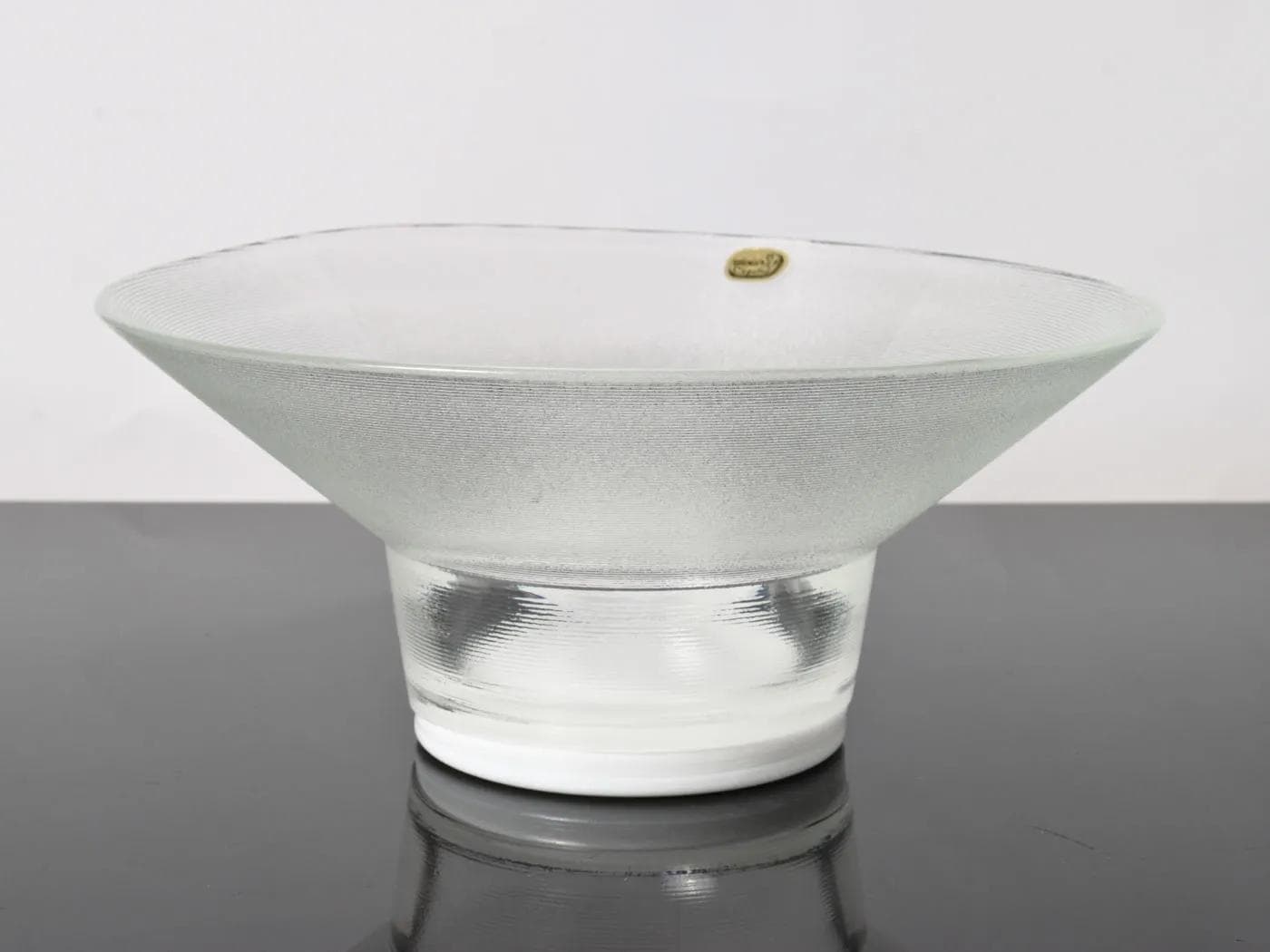 Bowl, grey glass, by J. Suhajek, Crystalex Novy Bor, Czechoslovakia, 1980s. - 164601