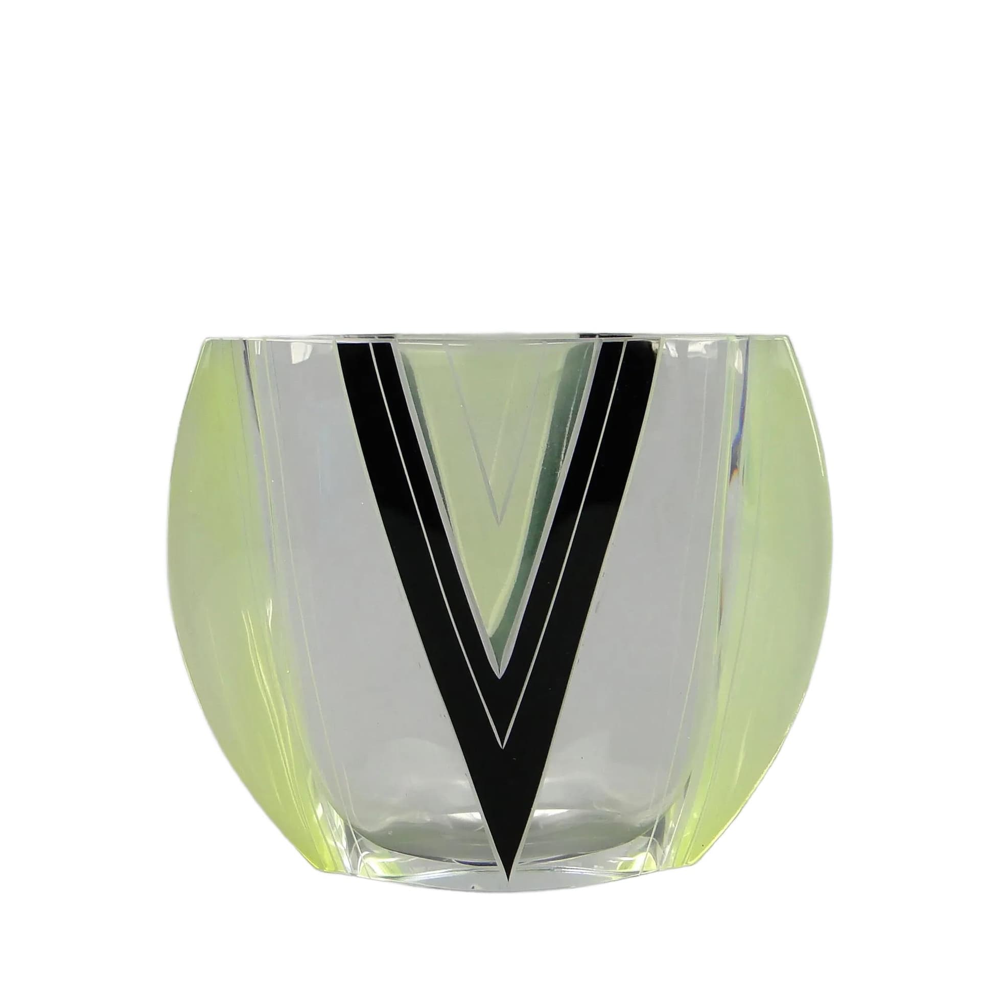 Vase Art Deco, transparent crystal, by K. Palda, Czechoslovakia, 1930s