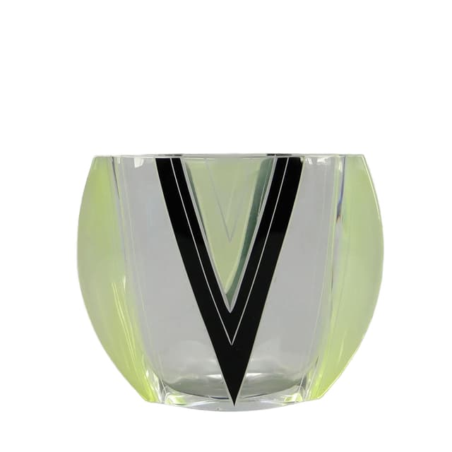 Vase Art Deco, transparent crystal, by K. Palda, Czechoslovakia, 1930s - DIMENSION