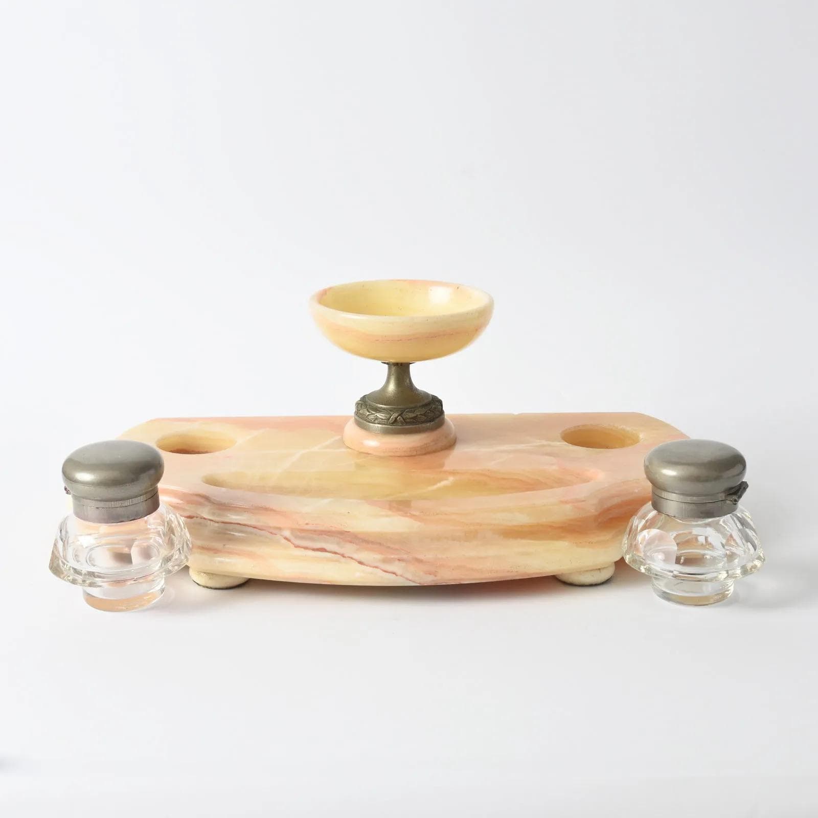 Ecritoire, beige onyx, crystal, France, early 20th c. - 164570