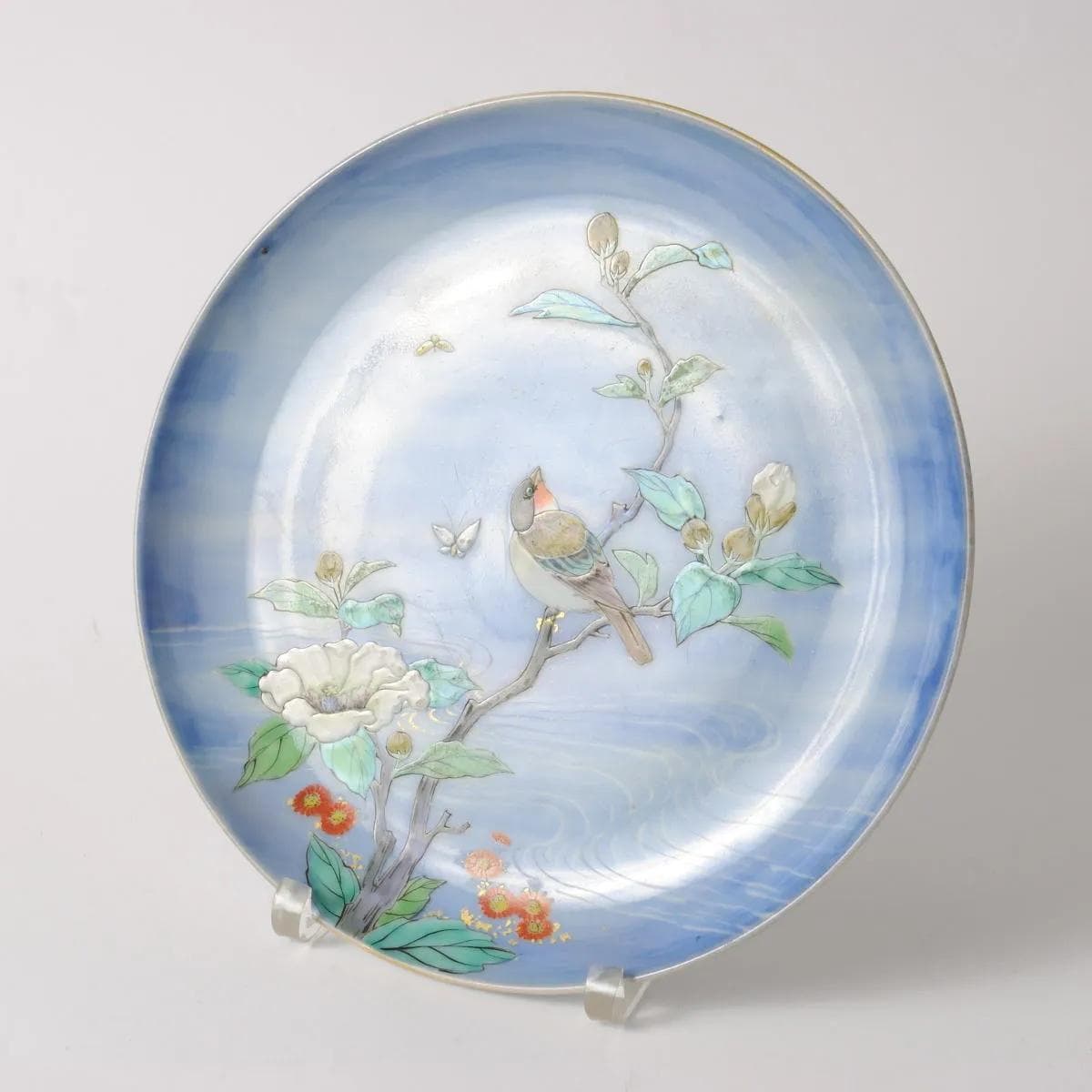 Decorative plate, blue gradient, porcelain, by H. Fukagawa, Koransha, Japan, 19th c. - 164564