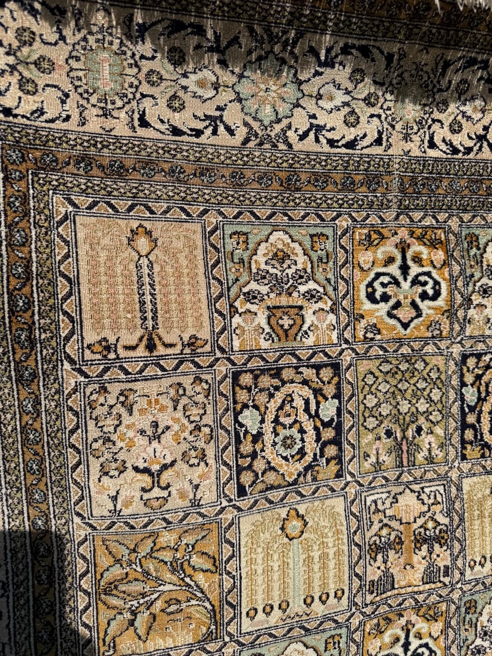 Dywan perski Ghoum/Qom 200x125 cm, jedwab ivory white, Indie, lata 60. - 164939