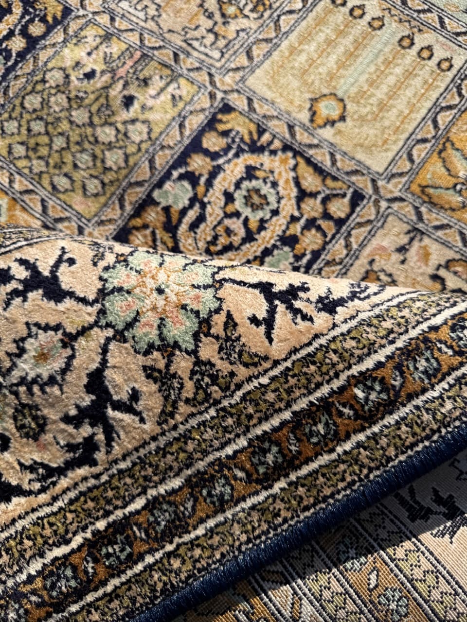 Dywan perski Ghoum/Qom 200x125 cm, jedwab ivory white, Indie, lata 60. - 164935