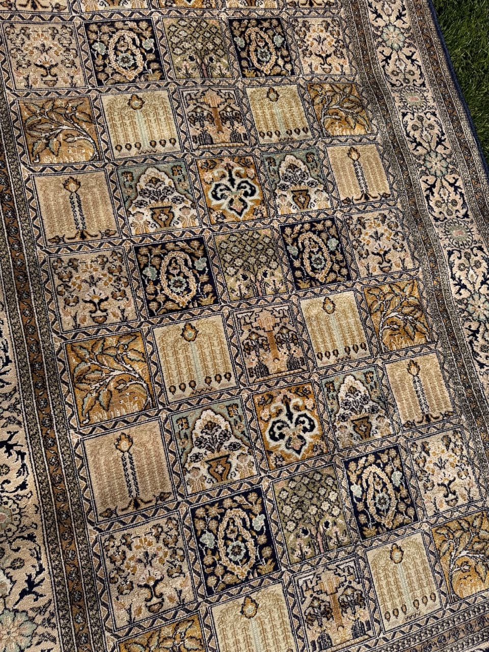 Dywan perski Ghoum/Qom 200x125 cm, jedwab ivory white, Indie, lata 60. - 164944