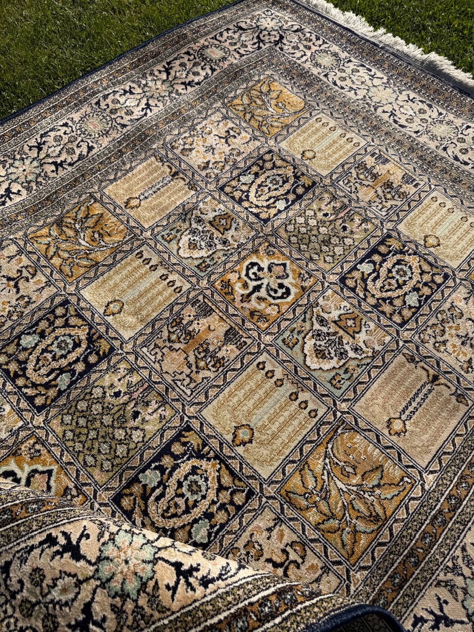 Dywan perski Ghoum/Qom 200x125 cm, jedwab ivory white, Indie, lata 60. - 164942